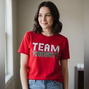 NWOT Red Team Naughty Graphic T-Shirt
